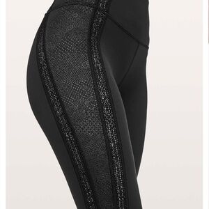 Lululemon Power Lines Pant 28" sz 8 Black/Meisai Ice Grey Black